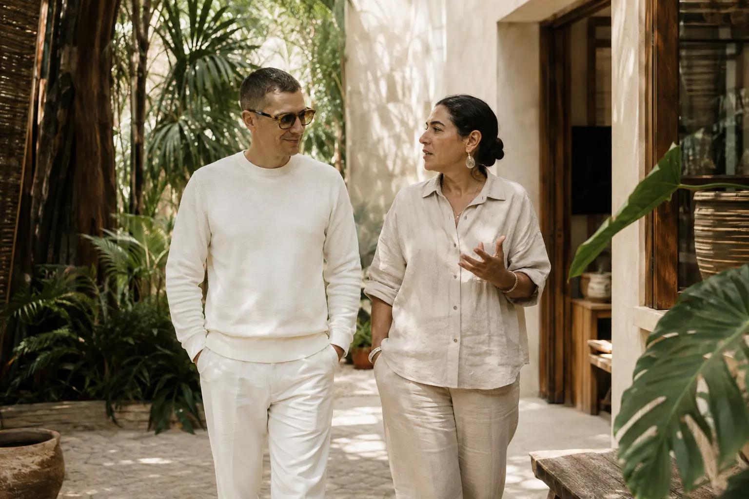 Francisco Lugo recorriendo una propiedad junto a su dueña